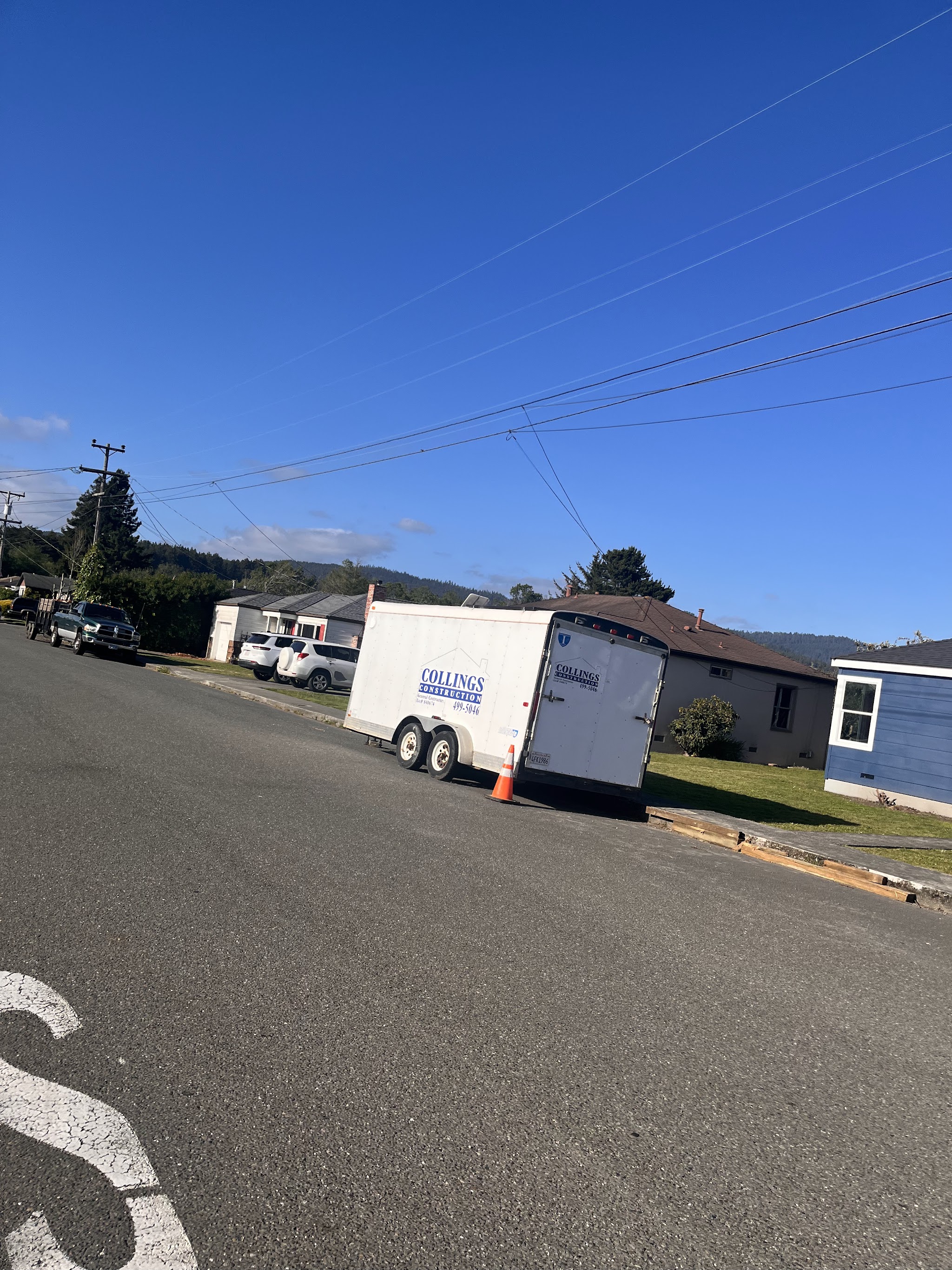 Collings Construction branded work trailer